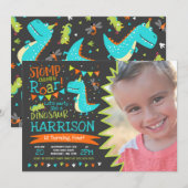 Dinosaurus Verjaardag Uitnodiging Dinosaurus Roar (Voorkant / Achterkant)