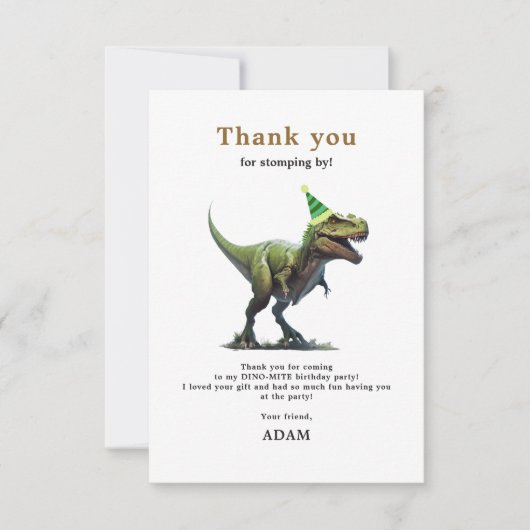 Dinosaurus Verjaardag Uitnodiging, Drie Rex Verjaa Bedankkaart (Voorkant)