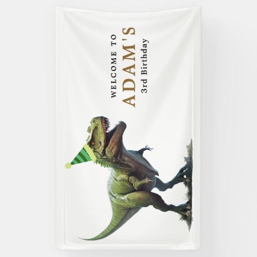 Dinosaurus Verjaardag Uitnodiging, Drie Rex Verjaa Spandoek (Verticaal)