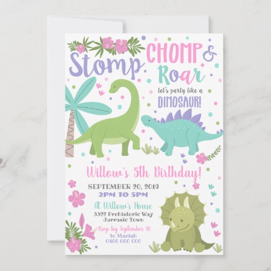 Dinosaurus Verjaardag Uitnodiging Feest als een Di (Voorkant)