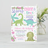 Dinosaurus Verjaardag Uitnodiging Feest als een Di (Staand voorkant)