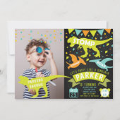 Dinosaurus Verjaardag Uitnodiging Krijtbord Foto (Voorkant)