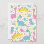 Dinosaurus Verjaardag Uitnodiging Meisje Dinosauru (Achterkant)