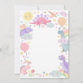 DINOSAURUS VERJAARDAG Uitnodiging Meisje Drie Rex (Achterkant)