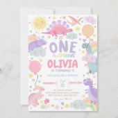 DINOSAURUS VERJAARDAG Uitnodiging Meisje One-a-sau (Voorkant)