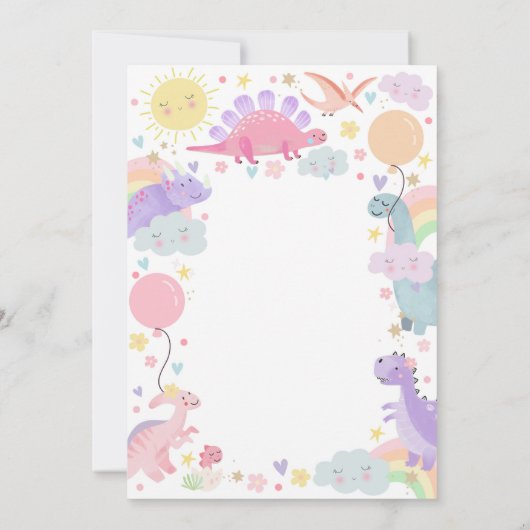 DINOSAURUS VERJAARDAG Uitnodiging Meisje One-a-sau (Achterkant)