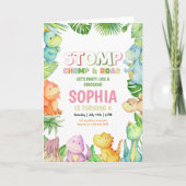 Dinosaurus Verjaardag Uitnodiging Meisjes Dino Ver (Voorkant)