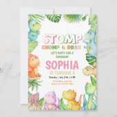 Dinosaurus Verjaardag Uitnodiging Meisjes Dino Ver (Voorkant)