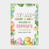 Dinosaurus Verjaardag Uitnodiging Meisjes Dino Ver Acryl Bord (Voorkant)