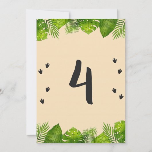 Dinosaurus Verjaardag Uitnodiging met Bladeren (Achterkant)