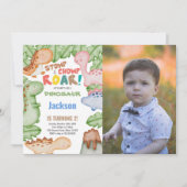 Dinosaurus Verjaardag Uitnodiging met Foto (Voorkant)