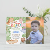 Dinosaurus Verjaardag Uitnodiging met Foto (Staand voorkant)