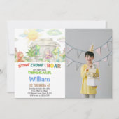 Dinosaurus Verjaardag Uitnodiging met Foto (Voorkant)