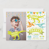 Dinosaurus Verjaardag Uitnodiging Moderne Foto (Voorkant)