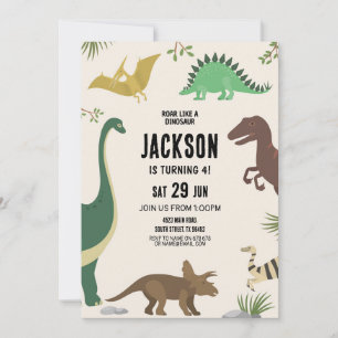 Dinosaurus Verjaardag Uitnodiging Party Boys Dinos