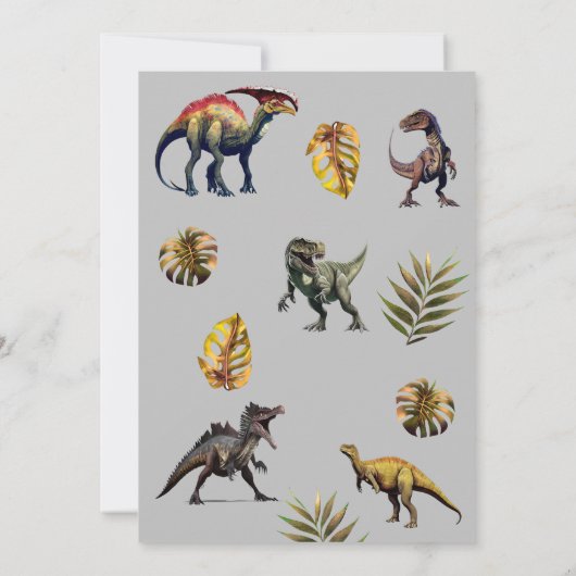 Dinosaurus Verjaardag Uitnodigingen Jongen Dino Ty (Achterkant)