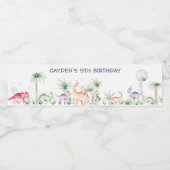 Dinosaurus verjaardag waterfles label sjabloon etiket (Enkel label)