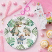 Dinosaurus Verjaardag Waterverf Papieren Bordje (Feest)