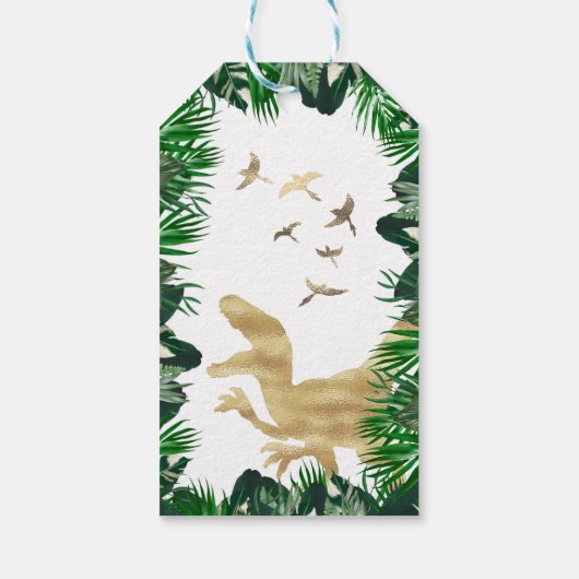 Dinosaurus Verjaardag Wild Een gunst Dank U Thema Cadeaulabel (Achterkant)