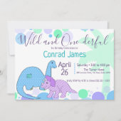 Dinosaurus Verjaardag Wild en One-derful Party Kaart (Voorkant)