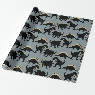 Dinosaurus Verjaardag Wrapping Paper Gold Cadeaupapier