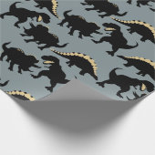 Dinosaurus Verjaardag Wrapping Paper Gold Cadeaupapier (Hoek)