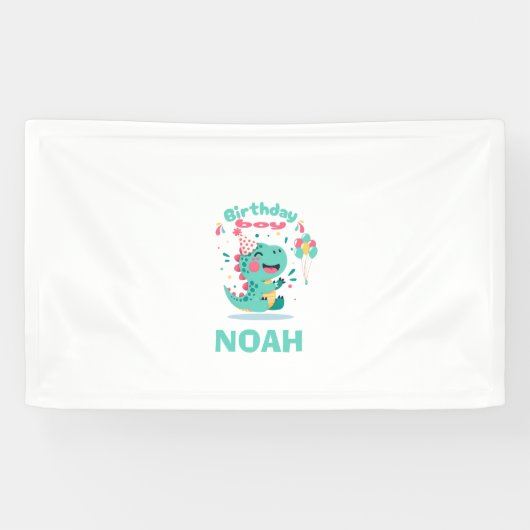 Dinosaurus Verjaardagsbanner | Feest voor Jongens Spandoek (Horizontaal)