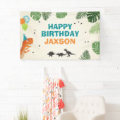 Dinosaurus verjaardagsbanner Jongen Dino Party T-R Spandoek (Insitu)
