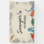 Dinosaurus verjaardagsbanner spandoek (Verticaal)