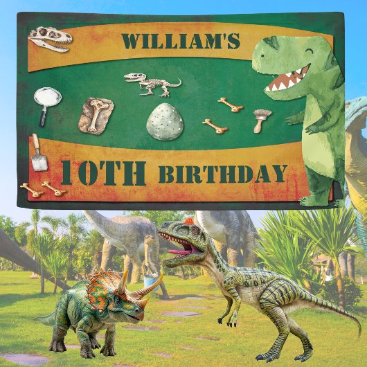 Dinosaurus Verjaardagsbanner Spandoek