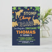 Dinosaurus Verjaardagsfeest Bash Boy Roarsome Kaart (Staand voorkant)