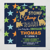 Dinosaurus Verjaardagsfeest Bash Boy Roarsome Kaart (Voorkant / Achterkant)