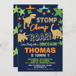 Dinosaurus Verjaardagsfeest Bash Boy Roarsome Kaart