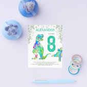 Dinosaurus verjaardagsfeest budget flyer (Enkel)
