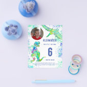 Dinosaurus verjaardagsfeest budget flyer (Enkel)