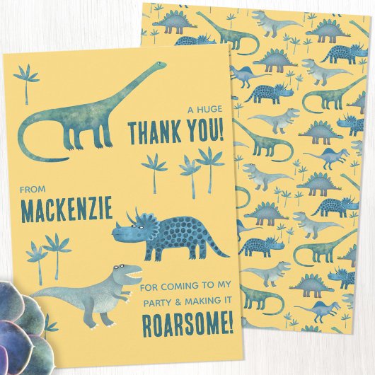 Dinosaurus Verjaardagsfeest Dank Je Bedankkaart