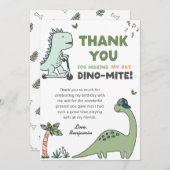 Dinosaurus Verjaardagsfeest Dankjewel Kaart (Voorkant / Achterkant)