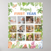 Dinosaurus Verjaardagsfeest Eerste Jaar Foto Mijlp Poster (Voorkant)