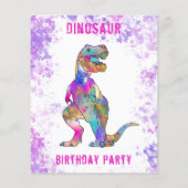 Dinosaurus Verjaardagsfeest Foto Budget Roze Flyer (Achterkant)