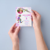 Dinosaurus Verjaardagsfeest Foto Roze Budget Flyer (Hand)