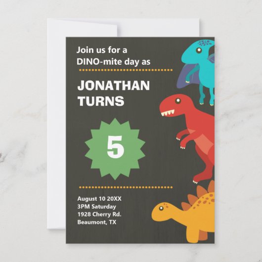 Dinosaurus verjaardagsfeest grap  kaart (Voorkant)