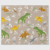 Dinosaurus Verjaardagsfeest, Kind Verjaardag, aang Cadeaupapier (Vlak)