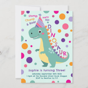 Dinosaurus Verjaardagsfeest Kinder Kaart