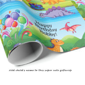 Dinosaurus Verjaardagsfeest met taart Naam toevoeg Cadeaupapier