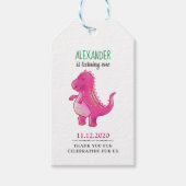 Dinosaurus Verjaardagsfeest | Pink Trex Dino dank  Cadeaulabel (Voorkant)