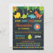 Dinosaurus Verjaardagsfeest Roar Krijtbord Dino-Mi Kaart (Voorkant)