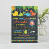 Dinosaurus Verjaardagsfeest Roar Krijtbord Dino-Mi Kaart (Staand voorkant)