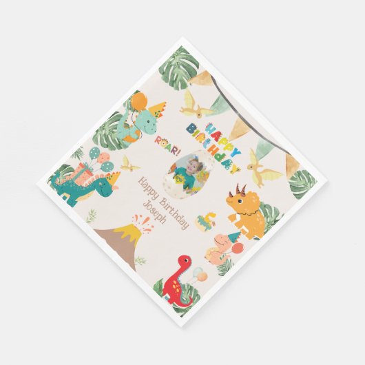 Dinosaurus Verjaardagsfeest servetten - Custom Pho (Hoek)