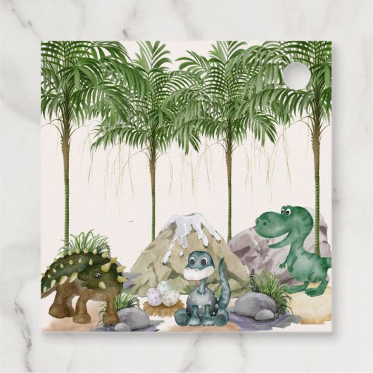 Dinosaurus Verjaardagsfeest T-rex Waterverf Bedankjes Labels (Achterkant)