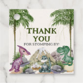 Dinosaurus Verjaardagsfeest T-rex Waterverf Bedankjes Labels (Voorkant)